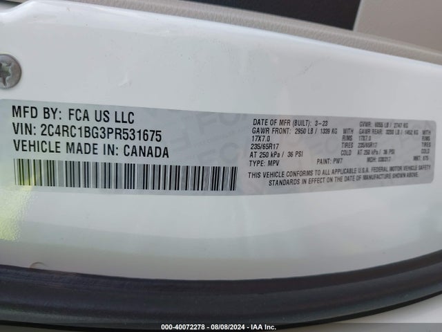 2C4RC1BG3PR531675 Chrysler Pacifica Touring L