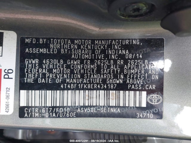 Toyota CAMRY LE 2014 4T4BF1FK8ER434187 Image 9