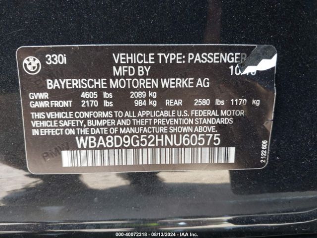 WBA8D9G52HNU60575 BMW 330i Xdrive