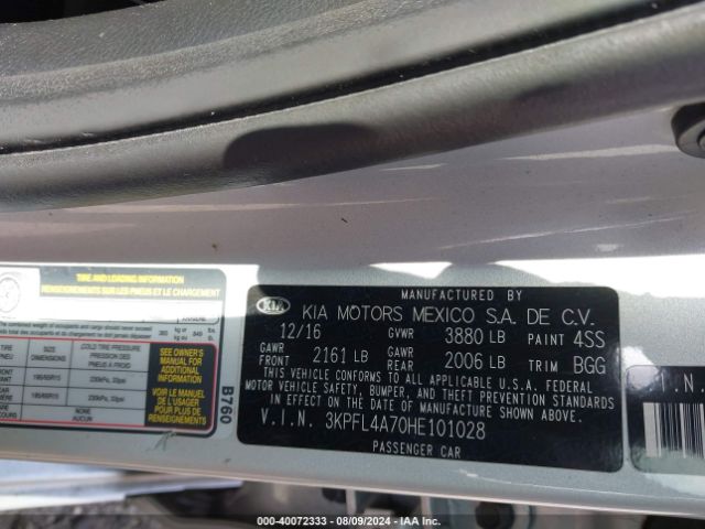 3KPFL4A70HE101028 KIA FORTE LX