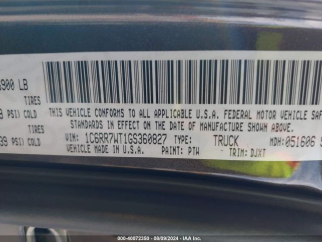 1C6RR7WT1GS360827 RAM 1500 Longhorn
