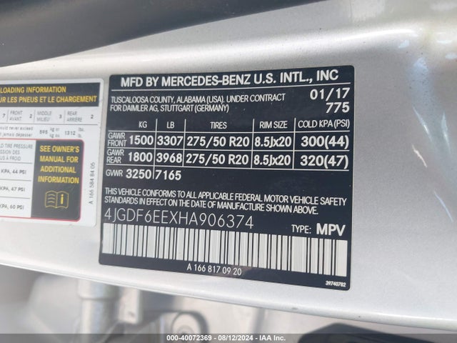 4JGDF6EEXHA906374 Mercedes-Benz Gls 450 4matic