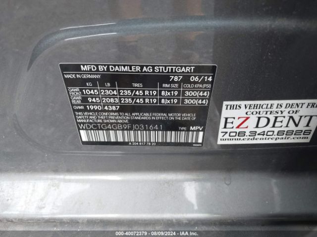 WDCTG4GB9FJ031641 Mercedes-Benz Gla 250 4matic