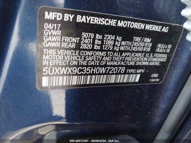 5UXWX9C35H0W72078 BMW X3 Xdrive28i