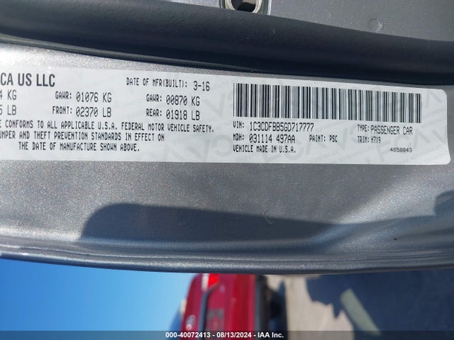 Dodge DART SXT 2016 1C3CDFBB5GD717777 Image 9