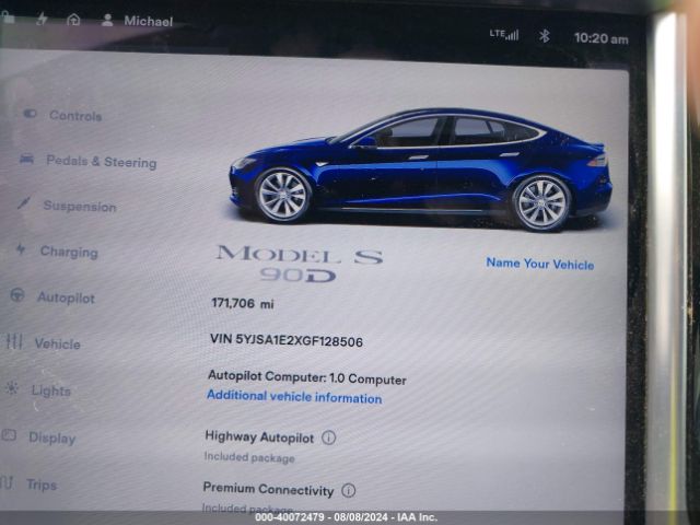 5YJSA1E2XGF128506 Tesla Model S 60d/70d/75d/85d/90d