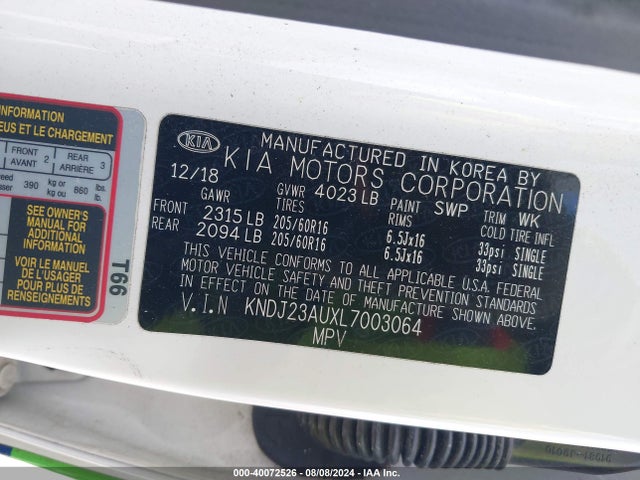 KIA SOUL LX 2020 KNDJ23AUXL7003064 Image 9