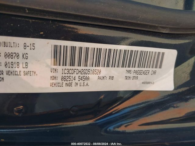 1C3CDFDH2GD516520 Dodge Dart Aero
