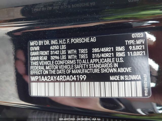 WP1AA2AY4RDA04199 Porsche Cayenne
