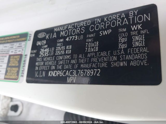 KNDP6CAC3L7678972 KIA SPORTAGE S