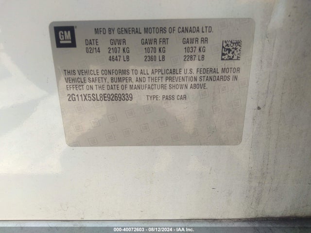 Chevrolet Impala 1fl 2014 2G11X5SL8E9269339 Image 9