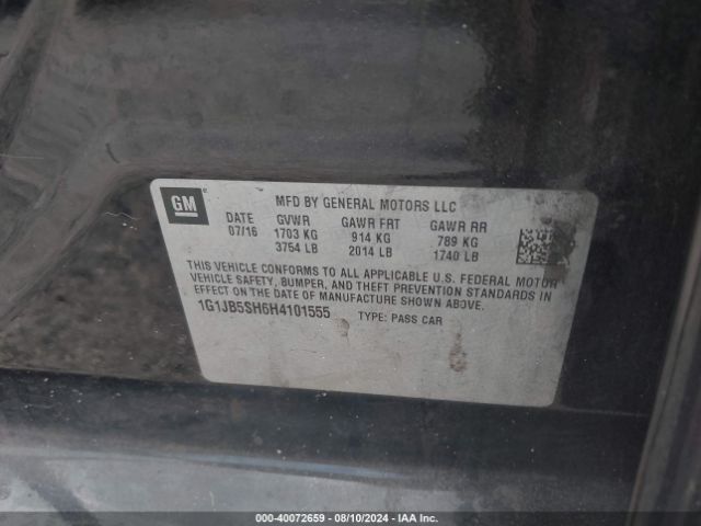 1G1JB5SH6H4101555 Chevrolet Sonic Ls Auto