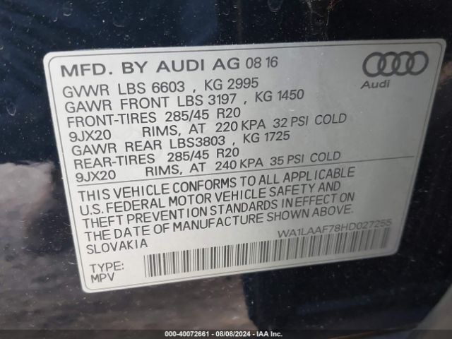 WA1LAAF78HD027255 Audi Q7 3.0t Premium