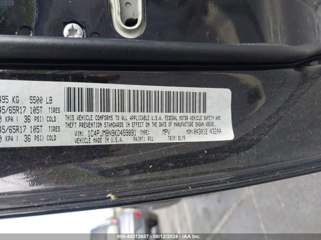 1C4PJMBN9KD459891 Jeep Cherokee Trailhawk Elite 4x4