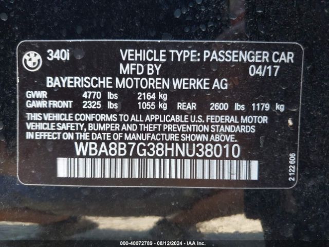 WBA8B7G38HNU38010 BMW 340i Xdrive
