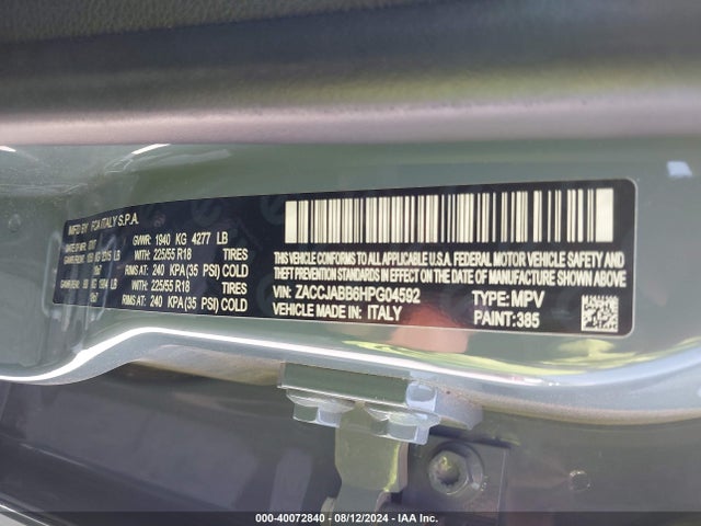 ZACCJABB6HPG04592 Jeep Renegade Altitude Fwd