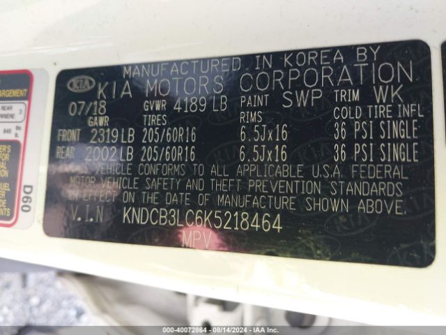 KNDCB3LC6K5218464 KIA NIRO LX