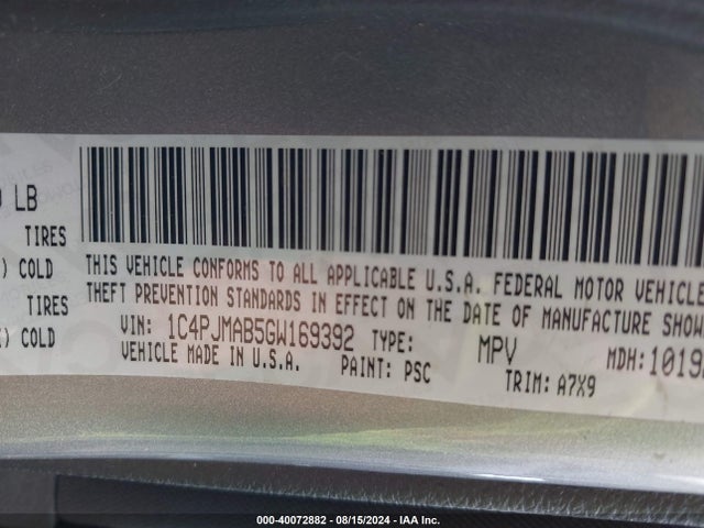 1C4PJMAB5GW169392 Jeep Cherokee Sport