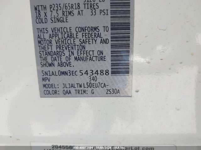Infiniti QX60 2014 5N1AL0MN3EC543488 Image 9