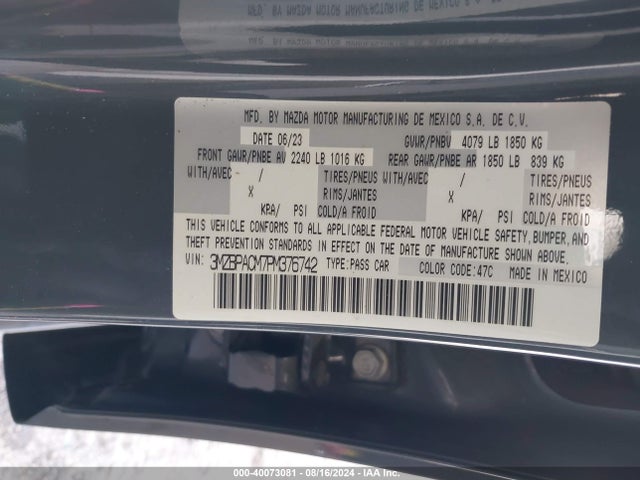 3MZBPACM7PM376742 Mazda Mazda3 2.5 S Carbon Edition