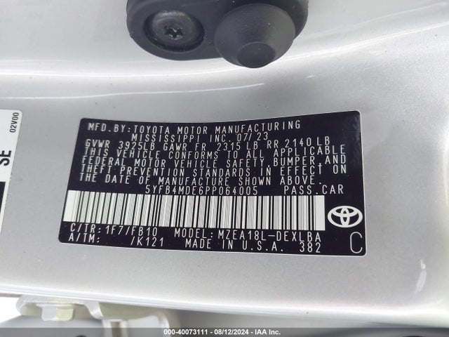 Toyota COROLLA LE 2023 5YFB4MDE6PP064005 Image 9