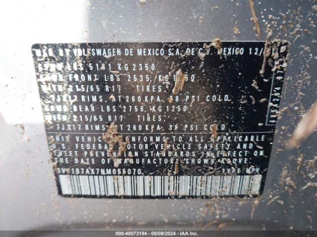 3VV1B7AX7NM055070 Volkswagen Tiguan 2.0t S