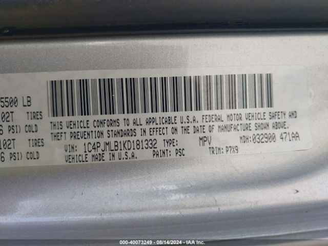 1C4PJMLB1KD181332 Jeep Cherokee Latitude Plus 4x4