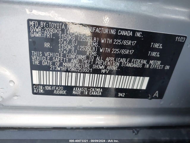 Toyota Rav4 Xle 2024 2T3W1RFV9RC259921 Image 9
