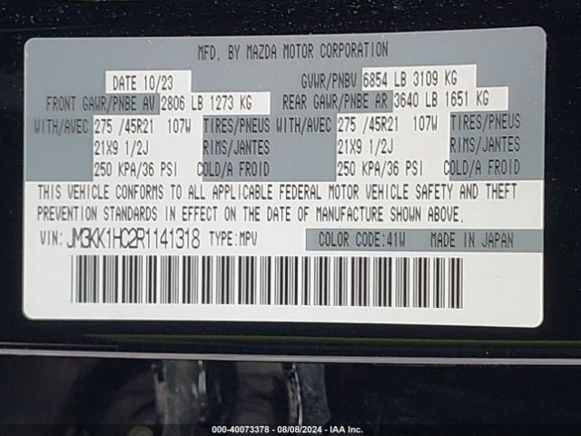 JM3KK1HC2R1141318 Mazda Cx-90 3.3 Turbo S