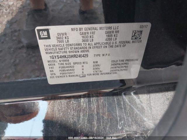 1GYS4HKJ3HR246429 Cadillac Escalade Esv Luxury