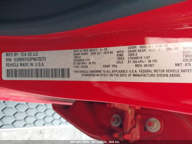 1C6RREFG3PN670273 RAM 1500 Big Horn  4x2 5'7 Box