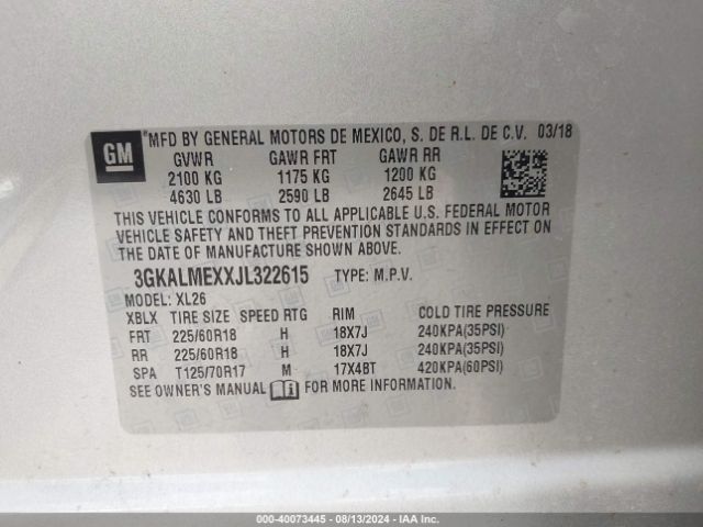 3GKALMEXXJL322615 GMC Terrain Sle