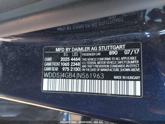 WDDSJ4GB4JN561963 Mercedes-Benz CLA 250 4MATIC