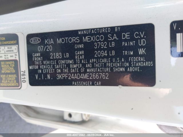 3KPF24AD4ME266762 KIA Forte Lxs