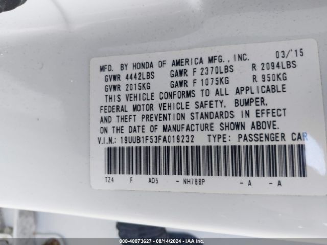 19UUB1F53FA019232 Acura TLX TECH