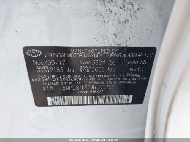 5NPD84LF5JH300462 Hyundai Elantra Value Edition