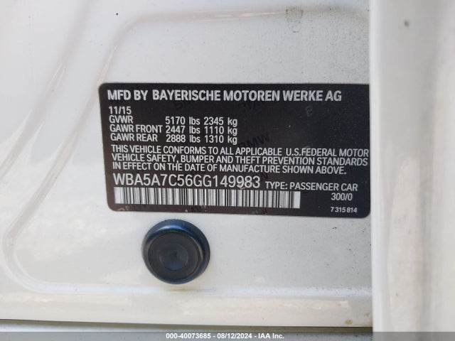 WBA5A7C56GG149983 BMW 528i Xdrive