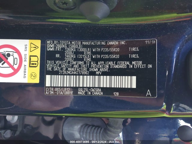 Lexus RX 350 2019 2T2BZMCA4KC178962 Image 9