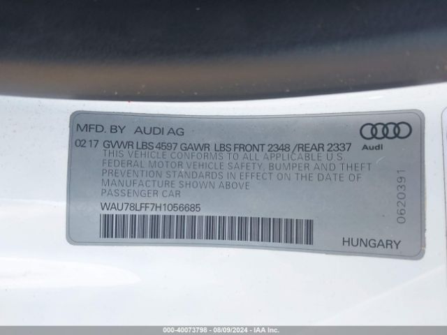 WAU78LFF7H1056685 Audi A3 2.0t Premium
