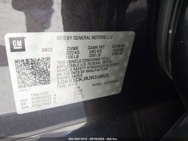 1GKS1CKJ9JR318021 GMC YUKON DENALI
