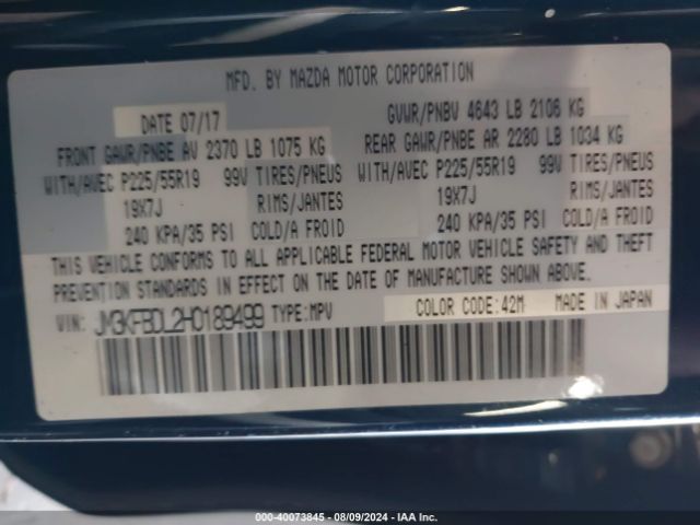 JM3KFBDL2H0189499 Mazda Cx-5 Grand Select