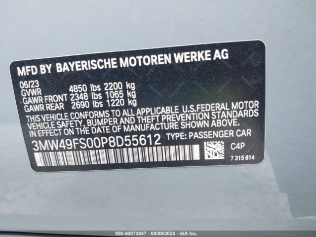 3MW49FS00P8D55612 BMW 3 Series M340i