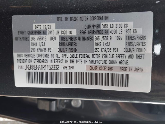 Mazda Cx-90 Phev Preferred 2024 JM3KKBHA1R1152332 Image 9