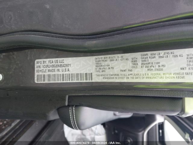 2022 JEEP GRAND CHEROKEE 1C4RJHBG8N8542971 Photo 8