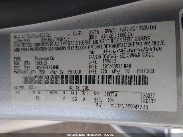 Ford FIESTA SE 2015 3FADP4EJ9FM204166 Image 9