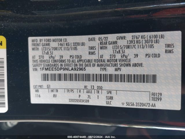 1FMEE5DP9NLA92965 Ford Bronco Outer Banks