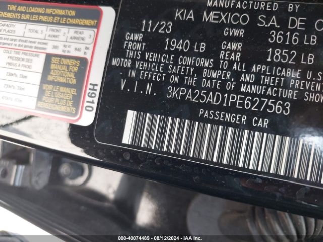 3KPA25AD1PE627563 KIA Rio 5-door S