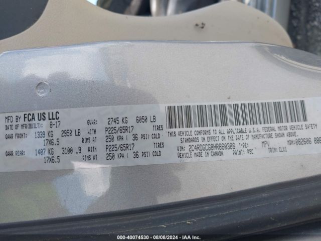 2C4RDGCG8HR860386 Dodge Grand Caravan Sxt