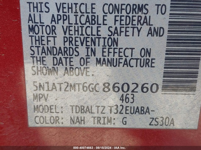 Nissan ROGUE SV 2016 5N1AT2MT6GC860260 Image 9