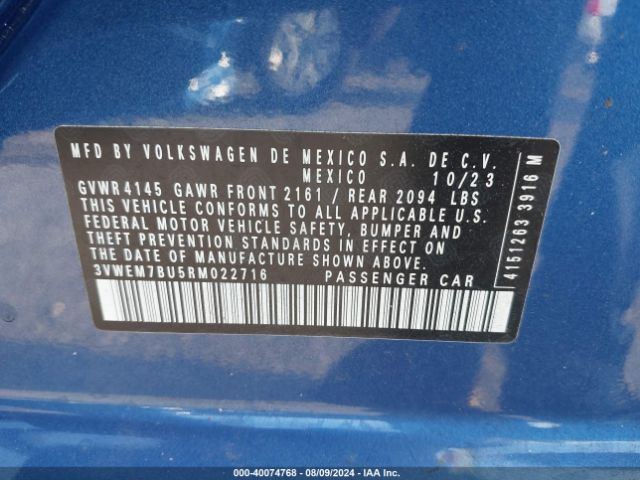 3VWEM7BU5RM022716 Volkswagen Jetta 1.5t Se